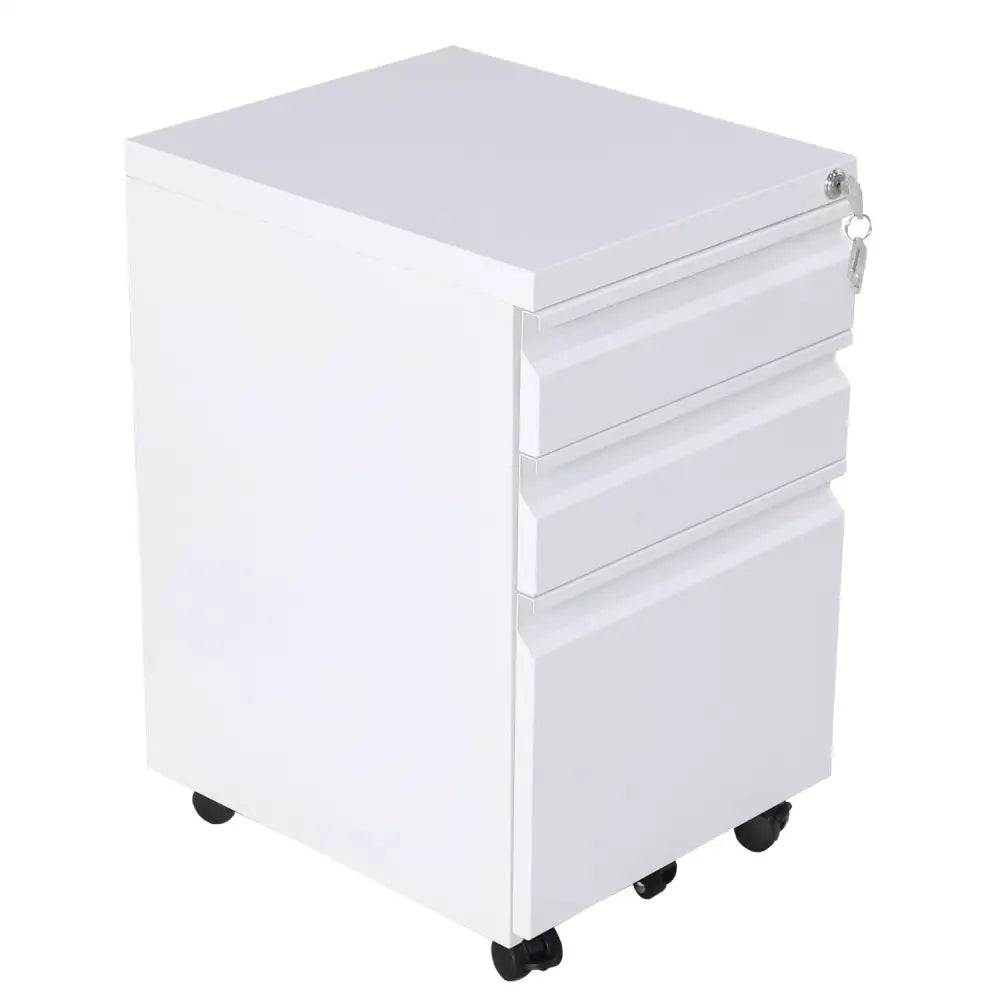 EKKIO 3 Drawer Mobile File Cabinet with Lock (White) EK-FCD-101-XM - Furniture > Office