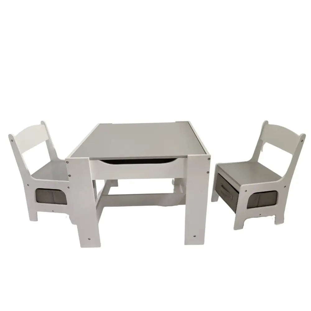 EKKIO 3PCS Kids Table and Chairs Set with Black Chalkboard (Grey) EK-KTCS-102-RHH - Baby & Kids > Kid’s Furniture