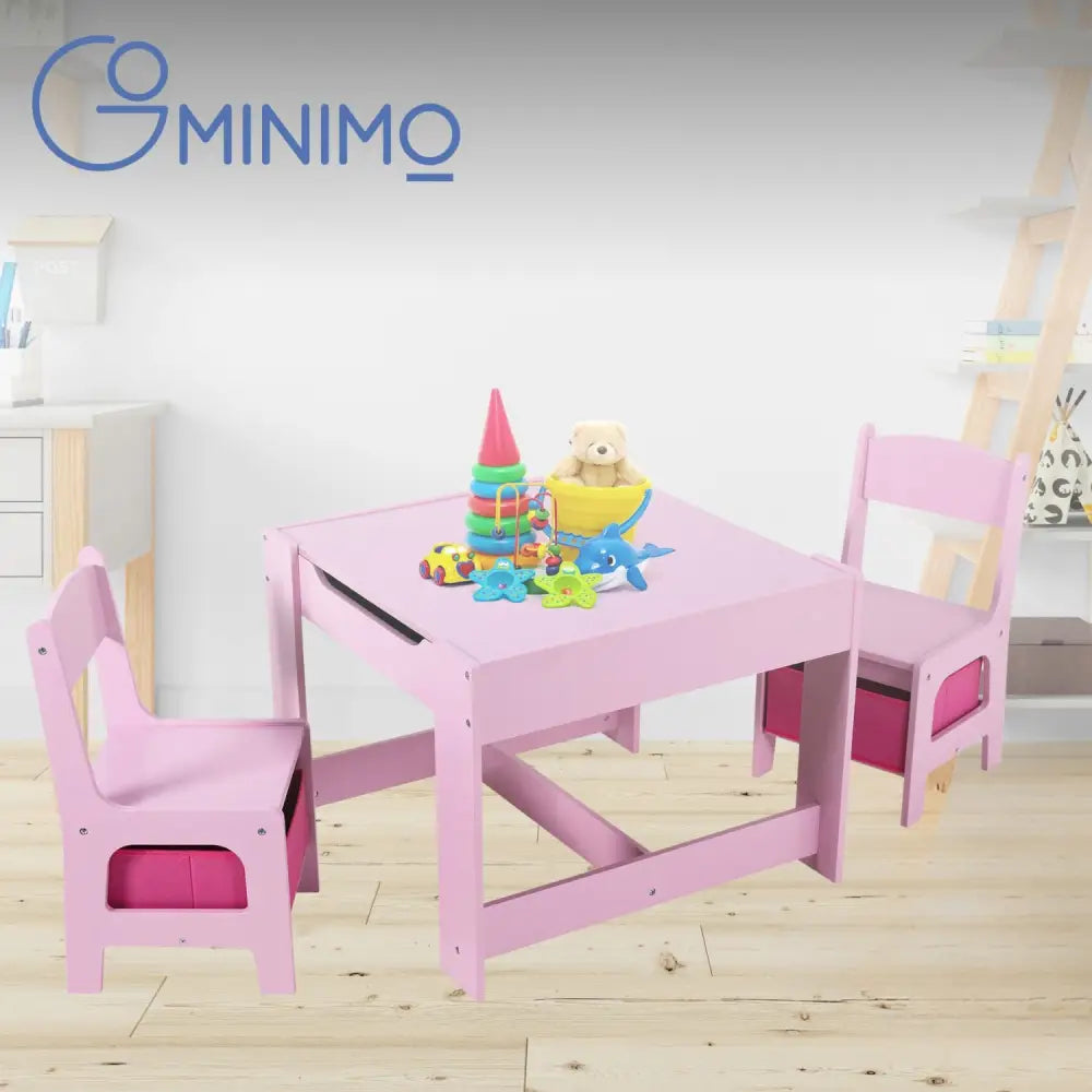 EKKIO 3PCS Kids Table and Chairs Set with Black Chalkboard (Pink) EK-KTCS-101-RHH - Baby & Kids > Kid’s Furniture