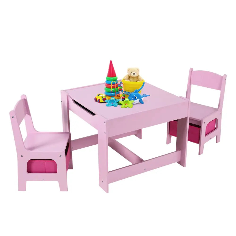 EKKIO 3PCS Kids Table and Chairs Set with Black Chalkboard (Pink) EK-KTCS-101-RHH - Baby & Kids > Kid’s Furniture