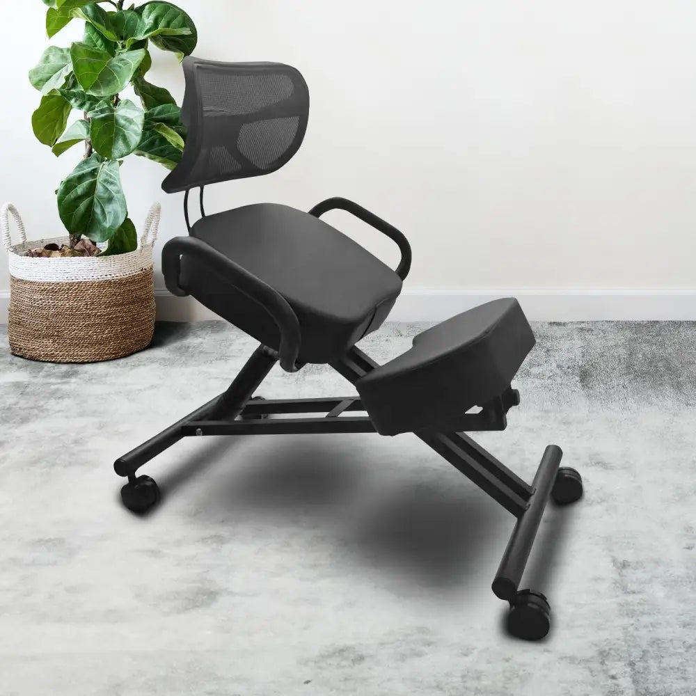 EKKIO Adjustable Ergonomic Office Kneeling Chair with Backrest (Black) EK-KC-101-TH - Furniture > Office