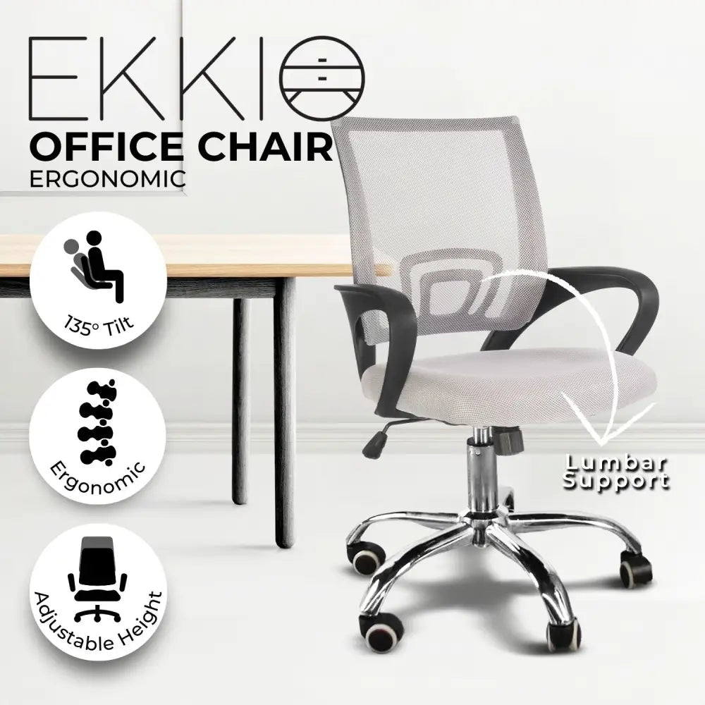 EKKIO Ergonomic Office Chair with Breathable Mesh Design and Lumbar Back Support (Grey) EK-OC-105-JF - Furniture >
