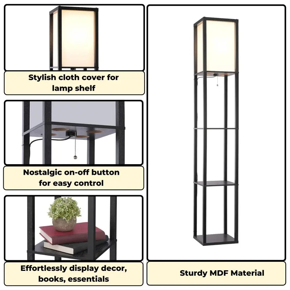 EKKIO Frameless Floor Vintage Lamp Shelf 160CM (Black) EK-FLS-101-MY - Home & Garden > Decor