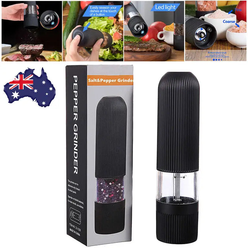 Electric Salt Pepper Mill Grinder Battery Powered LED Light Adjustable AU - Home & Garden > Kitchenware