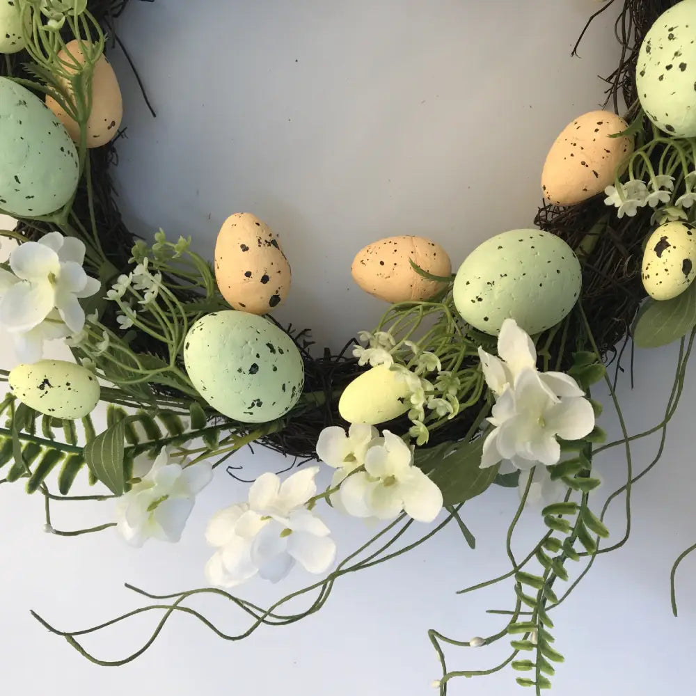 Elegant 45cm Easter Wreath - Vibrant Egg and Floral Design for Festive Door Decor - Home & Garden > Decor > Vases &