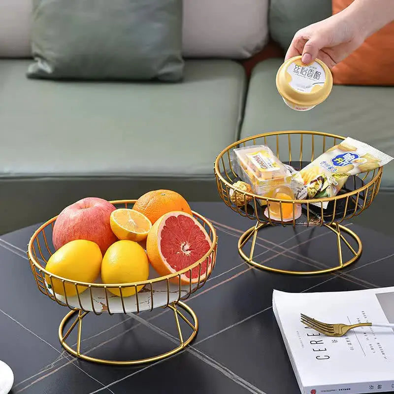 Elegant Iron Art Glass Serving Tray(Black Glass) - Round Design with Gold Finish - Home & Garden > Kitchenware >