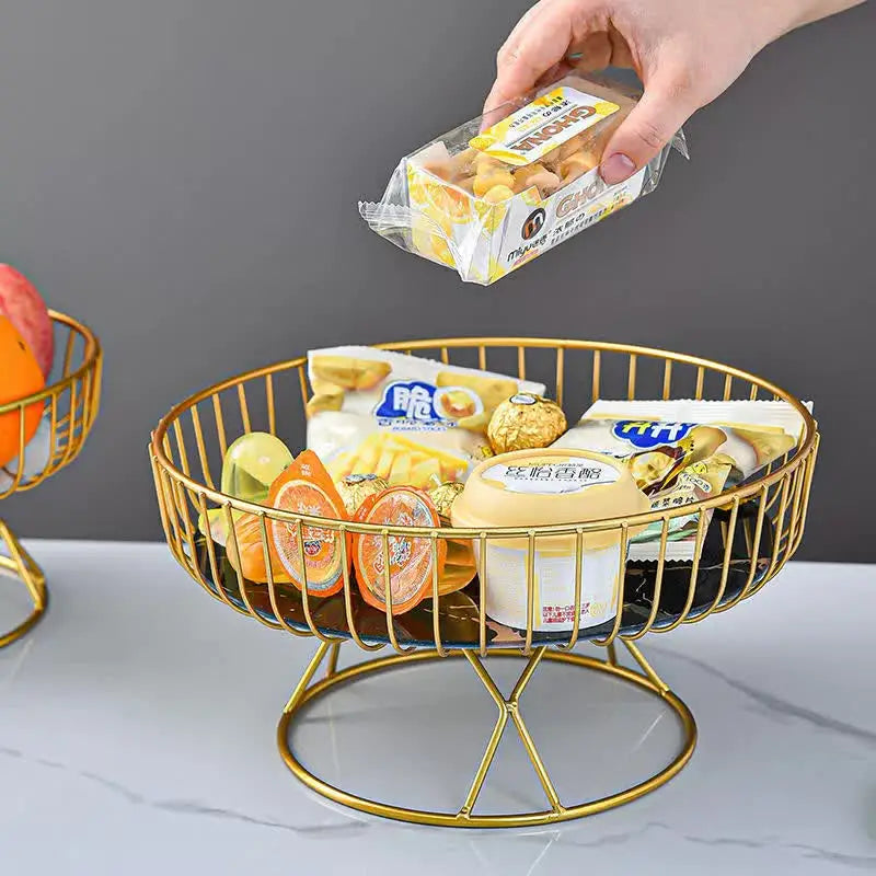 Elegant Iron Art Glass Serving Tray(White Glass) - Round Design with Gold Finish 27*13.5*17.5cm - Home & Garden >