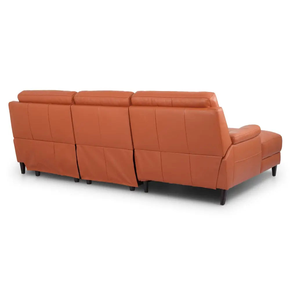 Ella 3 Seater Genuine Leather Sofa Lounge Electric Powered Recliner LHF Chaise Tan - Furniture > Sofas