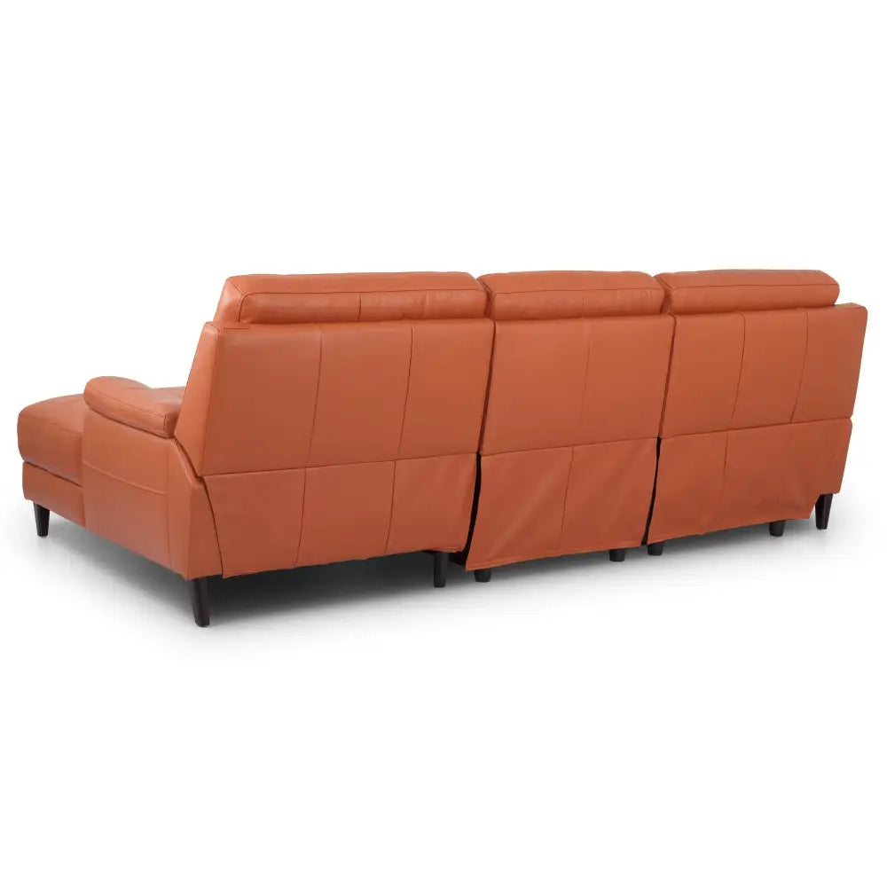 Ella 3 Seater Genuine Leather Sofa Lounge Electric Powered Recliner RHF Chaise Tan - Furniture > Sofas