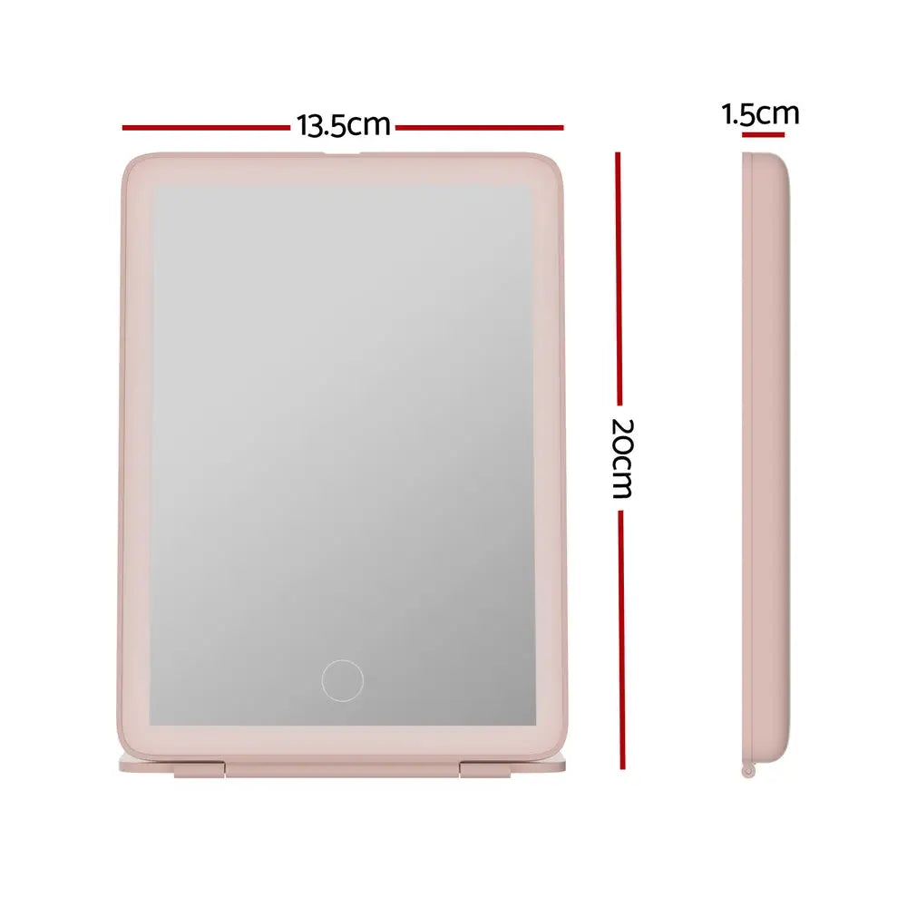 Embellir Compact Makeup Mirror w/ LED Light Portable Foldable Travel Beauty Pink - Health & Beauty > Makeup > Makeup