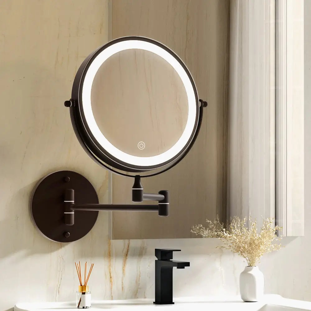 Embellir Extendable Makeup Mirror 10X Magnifying Double-Sided Bathroom Brown - Health & Beauty > Makeup > Makeup Mirrors