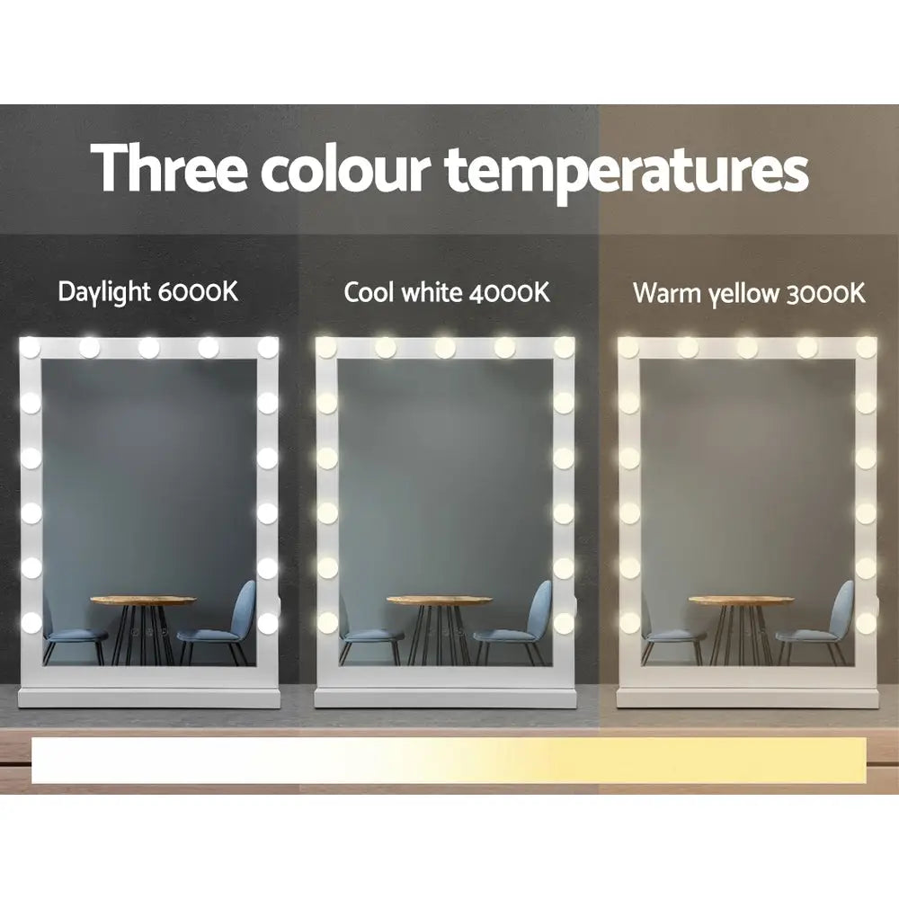 Embellir Makeup Mirror 43x61cm Hollywood Vanity with LED Light Tabletop White - Home & Garden > Decor > Mirrors