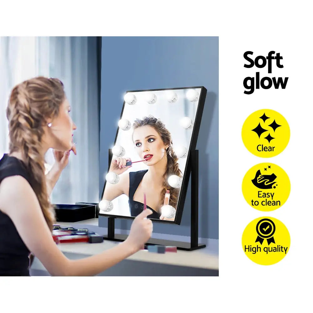 Embellir Makeup Mirror Hollywood with Light Round 360° Rotation Tabletop 12 - Health & Beauty > Makeup Mirrors