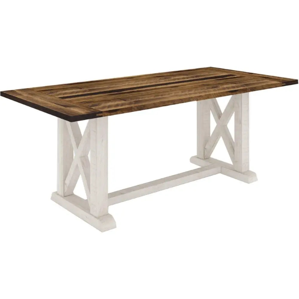 Erica Dining Table 200cm Solid Acacia Timber Wood Hampton Furniture Brown White - Furniture > Dining
