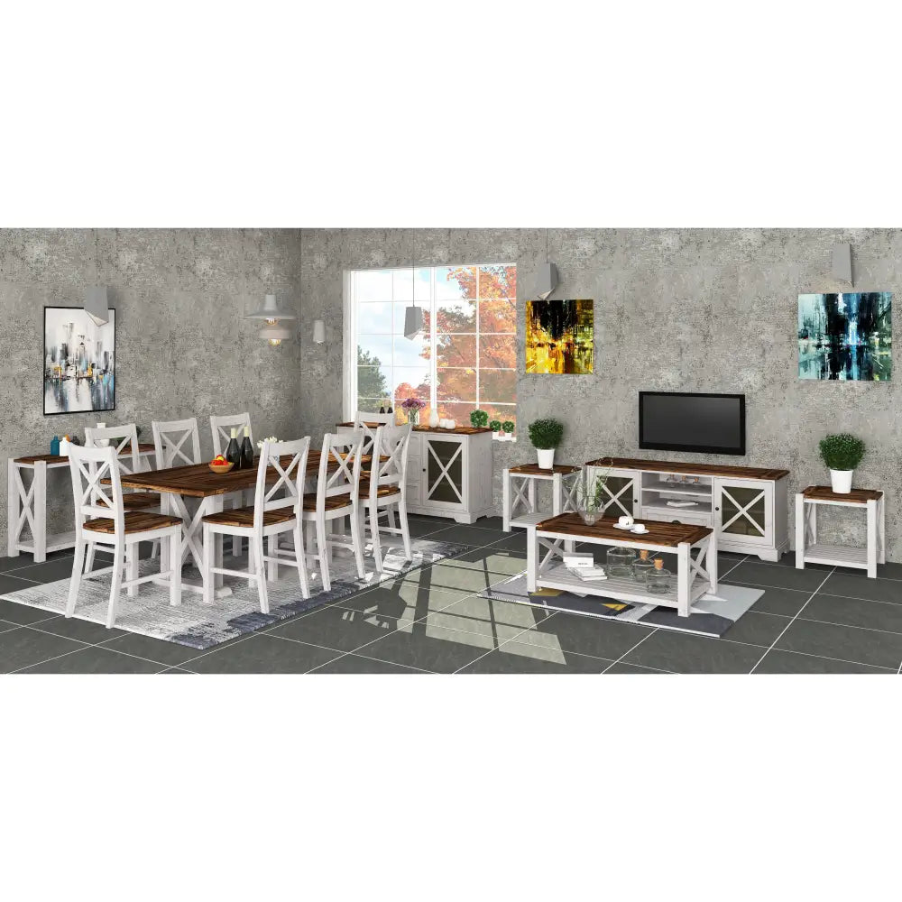 Erica Dining Table 200cm Solid Acacia Timber Wood Hampton Furniture Brown White - Furniture > Dining