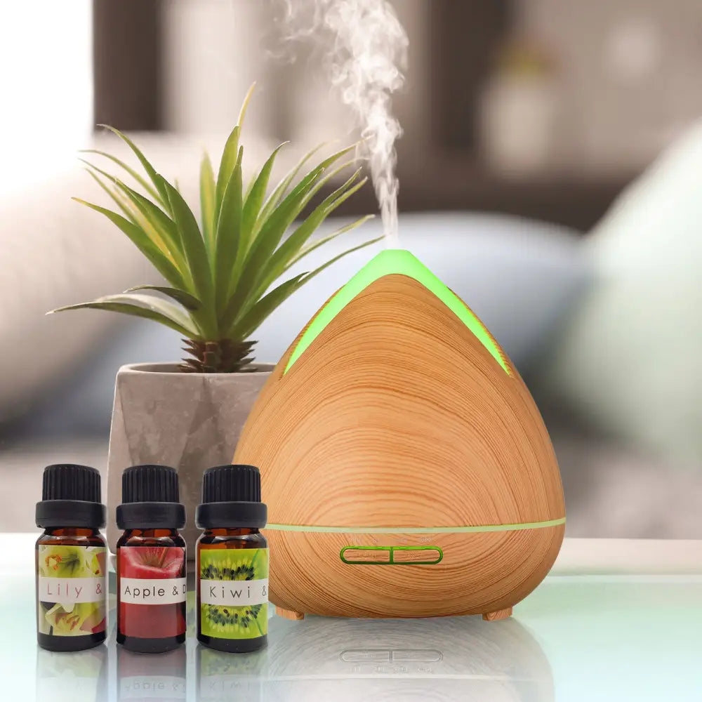 Essential Oils Ultrasonic Aromatherapy Diffuser Air Humidifier Purify 400ML - Light Wood - Appliances > Aroma Diffusers