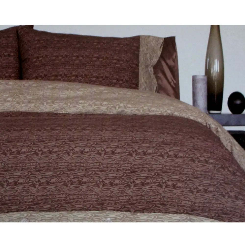 Essentially Home Living Moray Chocolate Quilt Cover Set Double - Home & Garden > Bedding