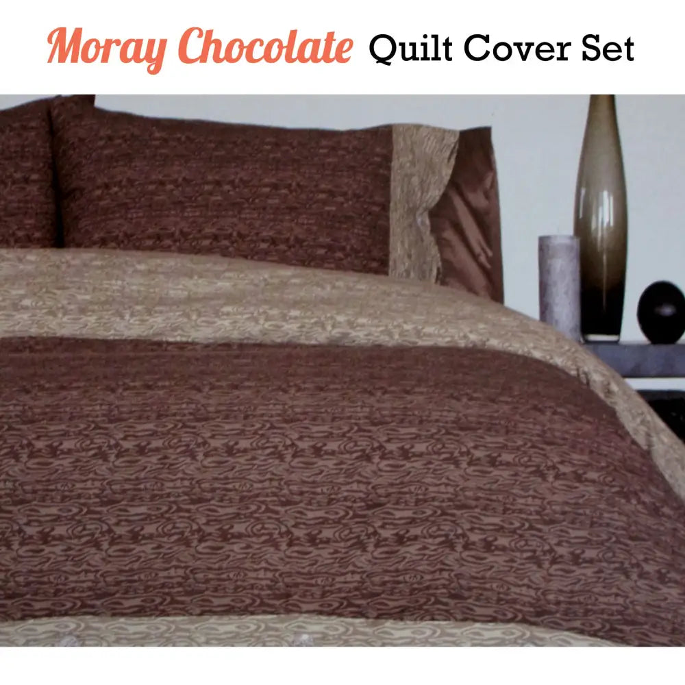 Essentially Home Living Moray Chocolate Quilt Cover Set Double - Home & Garden > Bedding