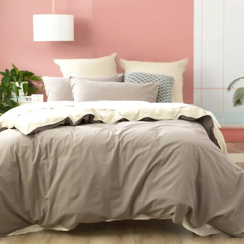 Essentials Vintage Stone Washed Reversible Charcoal European Pillowcase by Renee Taylor - Home & Garden > Bedding >