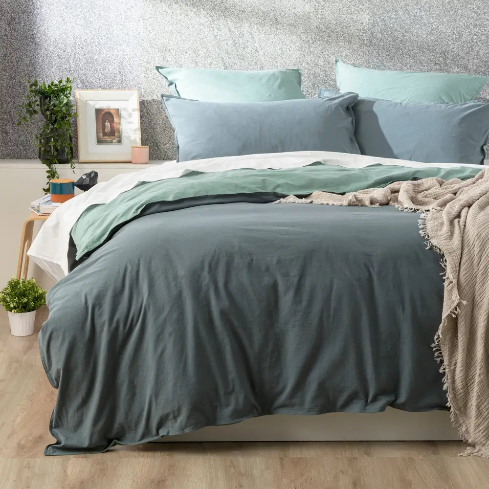 Essentials Vintage Stone Washed Reversible Mineral European Pillowcase by Renee Taylor - Home & Garden > Bedding >