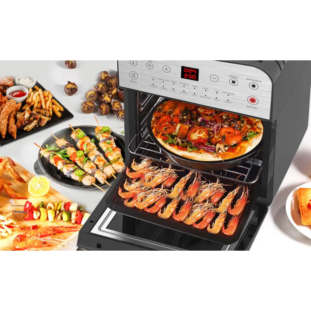 EUROCHEF 16L Digital Air Fryer Electric Airfryer Rotisserie Large Big Dry Cooker Silver - Appliances > Kitchen