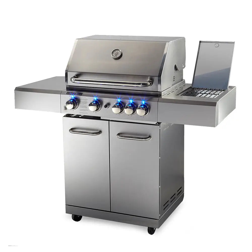EuroGrille 5 Burner Outdoor BBQ Grill Barbeque Gas Stainless Steel Kitchen Commercial - Home & Garden > BBQ > BBQs &