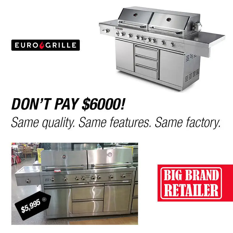 EuroGrille 9 Burner Outdoor BBQ Grill Barbeque Gas Stainless Steel Kitchen Commercial - Home & Garden > BBQ > BBQs &
