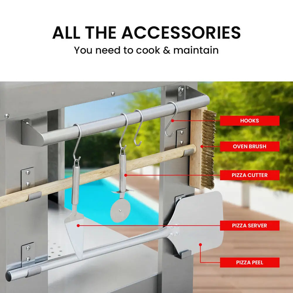 EuroGrille Outdoor Pizza Oven Stainless Steel Portable Pizza Maker Cooker Wood Charcoal Fired - Home & Garden > BBQ >