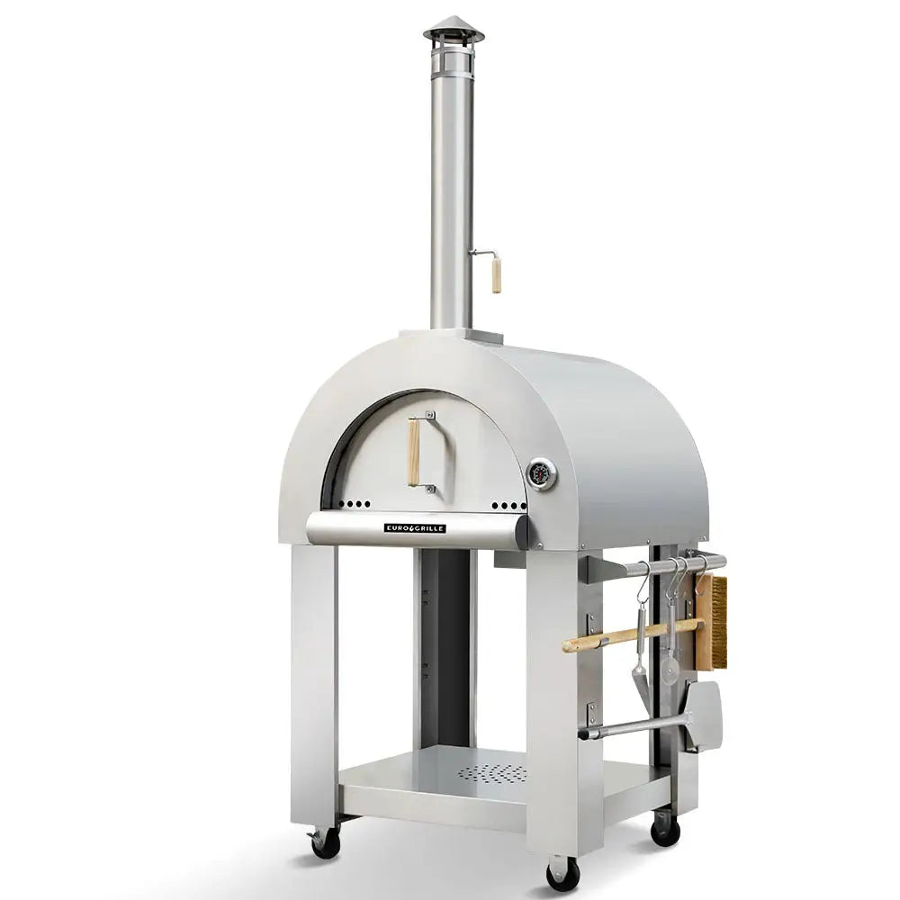 EuroGrille Outdoor Pizza Oven Stainless Steel Portable Pizza Maker Cooker Wood Charcoal Fired - Home & Garden > BBQ >
