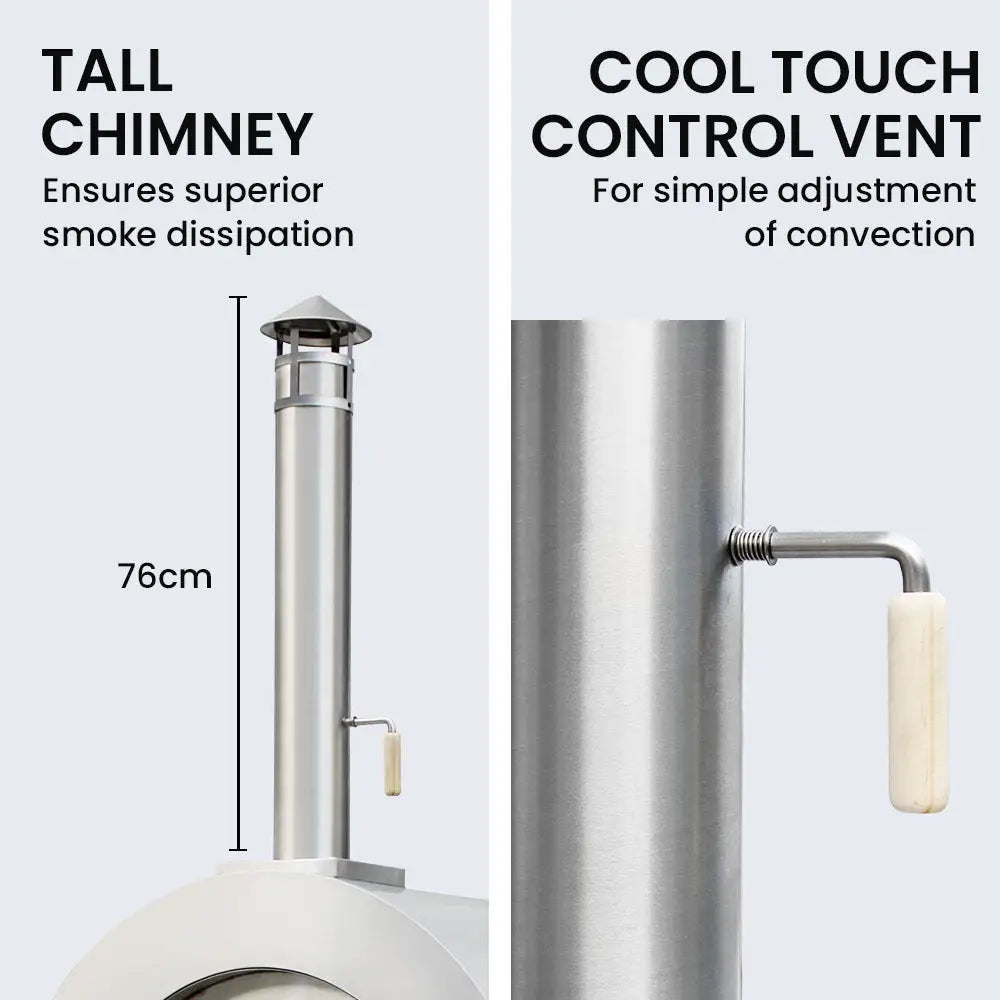 EuroGrille Outdoor Pizza Oven Stainless Steel Portable Pizza Maker Cooker Wood Charcoal Fired - Home & Garden > BBQ >