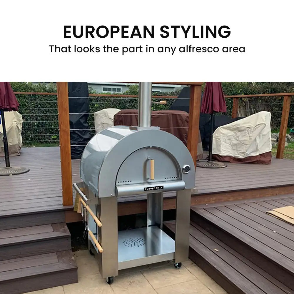 EuroGrille Outdoor Pizza Oven Stainless Steel Portable Pizza Maker Cooker Wood Charcoal Fired - Home & Garden > BBQ >