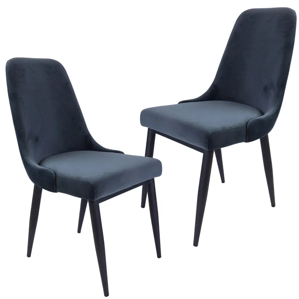 Eva Dining Chair Set of 2 Fabric Seat with Metal Frame - Charcoal - Furniture > Dining