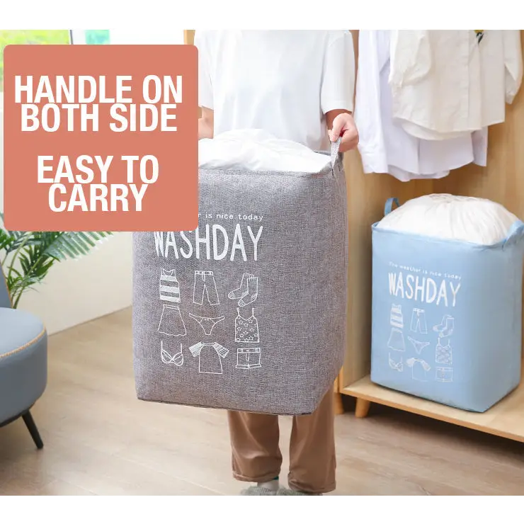 Ex-Large Capacity Collapsible Laundry Basket Foldable Washing Bin Hamper Linen (Blue) - Home & Garden > Laundry &