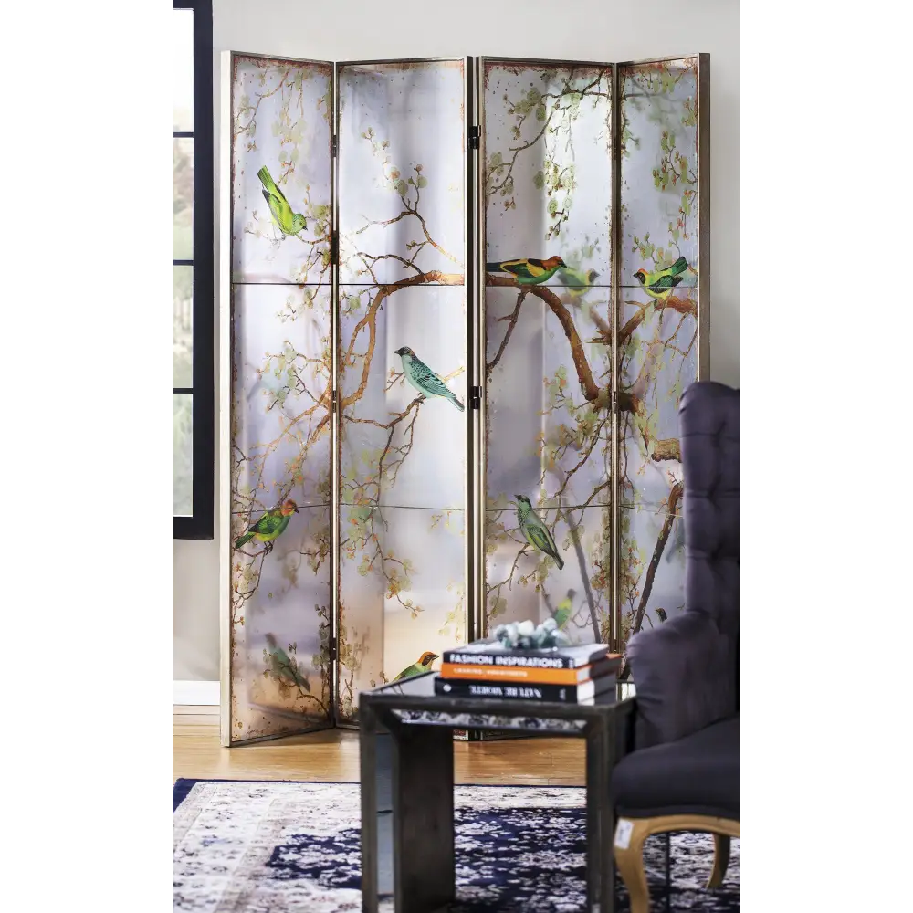 EXOTIC MELODIES MIRROR BIRD DRESSING SCREEN/ROOM DIVIDER - Home & Garden > Decor > Vases & Table Decor