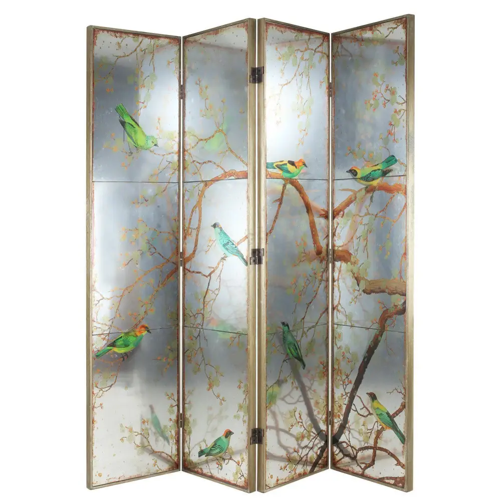 EXOTIC MELODIES MIRROR BIRD DRESSING SCREEN/ROOM DIVIDER - Home & Garden > Decor > Vases & Table Decor