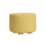 Fabric Ottoman Round Wooden Leg Foot Stool - MUSTARD YELLOW - Furniture > Living Room > Ottomans & Footstools