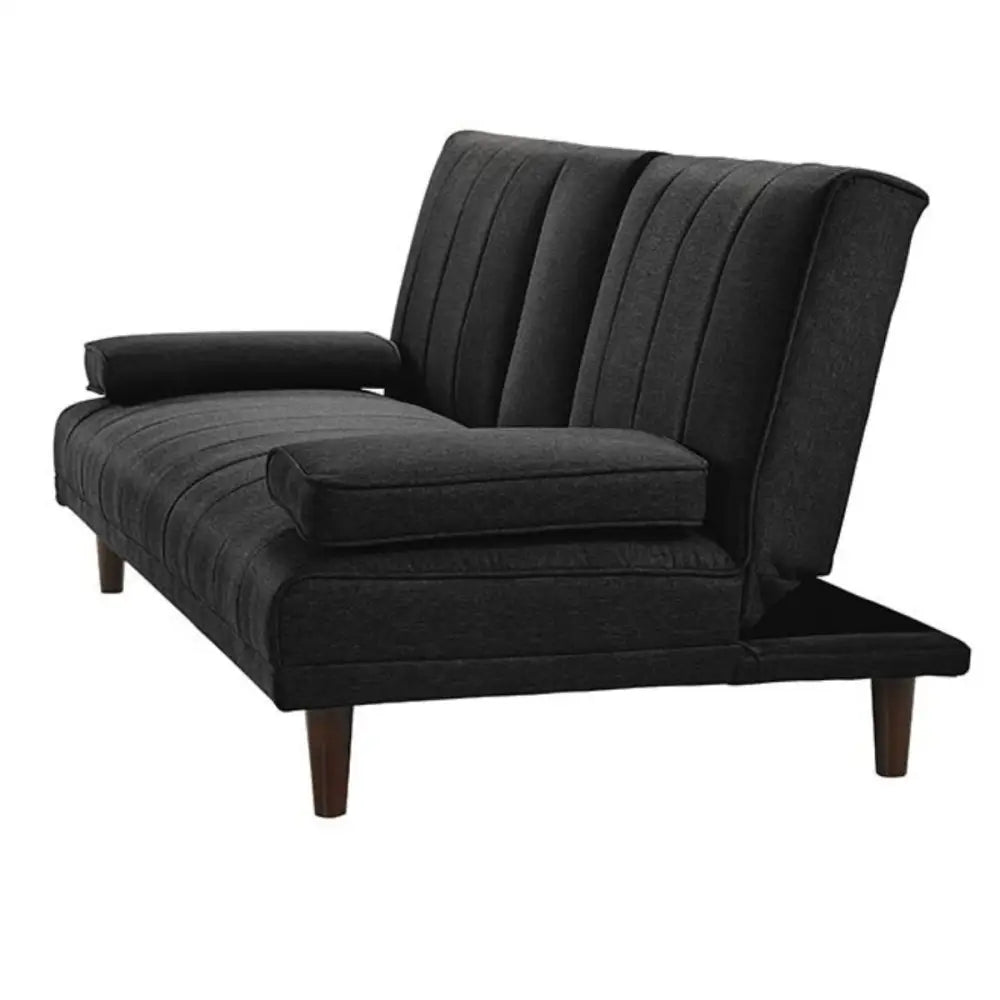 Fabric Sofa Bed with Cup Holder 3 Seater Lounge Couch - Charcoal - Furniture > Bar Stools & Chairs > Arm Chairs &