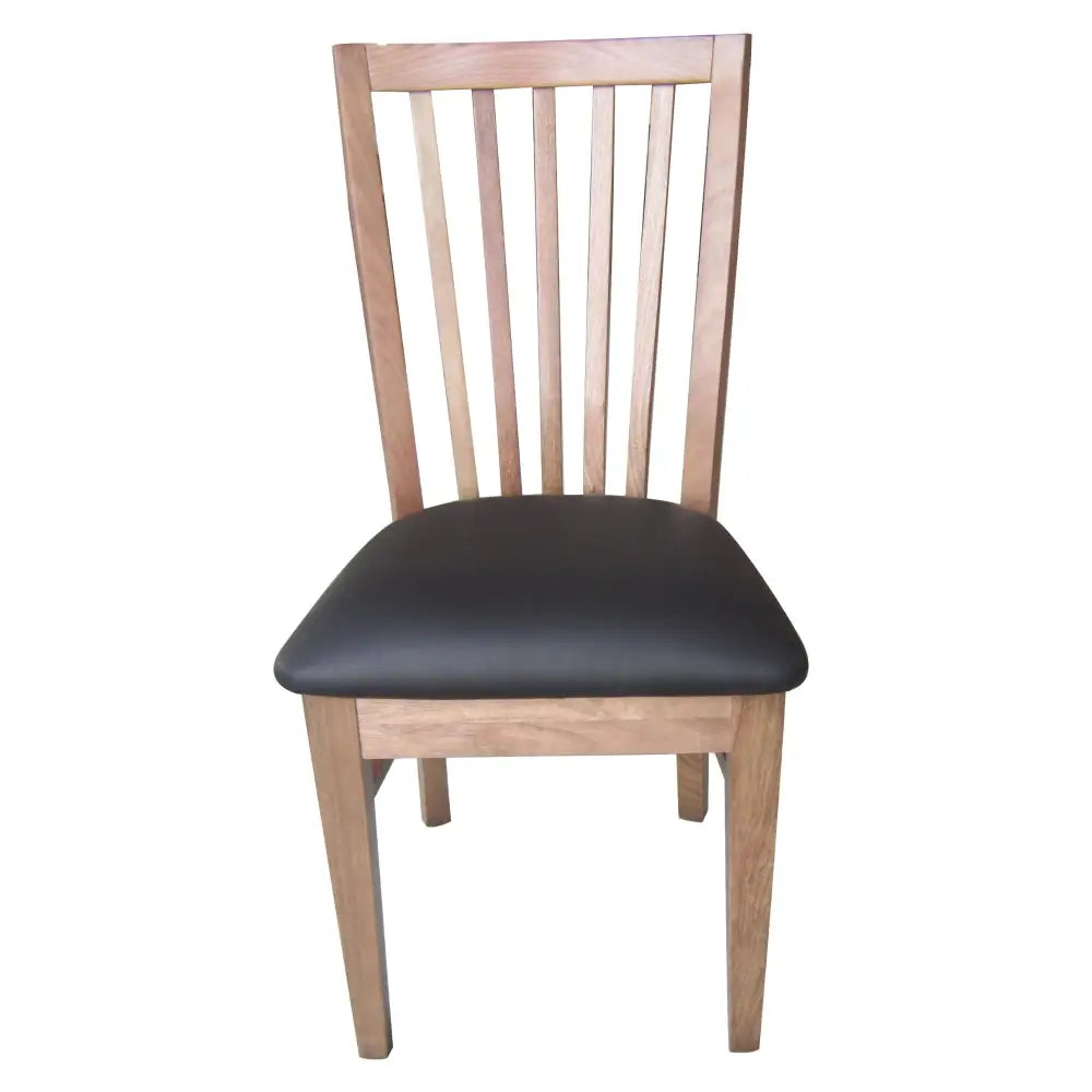 Fairmont 6pc Set Dining Chair PU Leather Seat Slat Back Solid Oak Timber Wood - Furniture > Dining