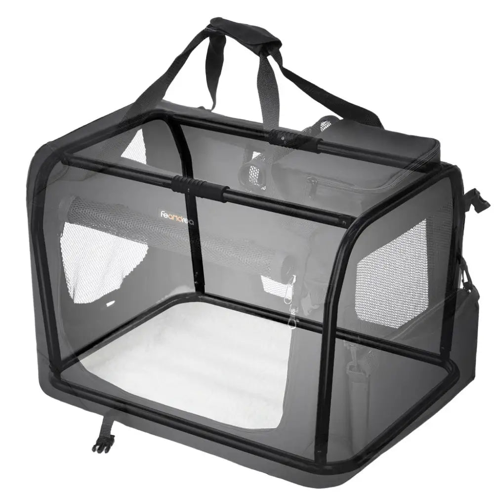 FEANDREA Dog Kennel Transport Box Folding Fabric Pet Carrier 60cm Black - Pet Care > Cat Supplies > Cat Carriers &