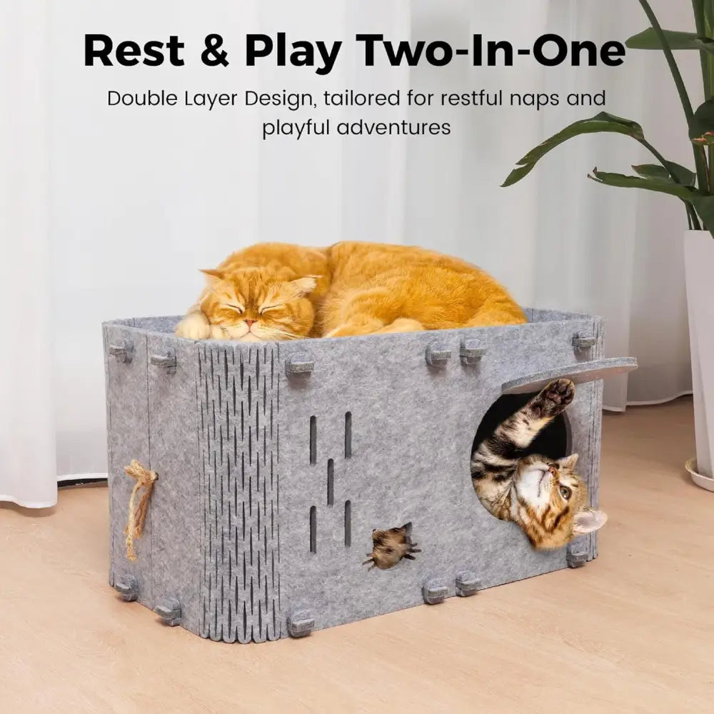 Felt Cat House - Detachable Foldable Breathable Pet Bed for Cats and Small Dogs 45x35x35cm - Pet Care > Cat Supplies >