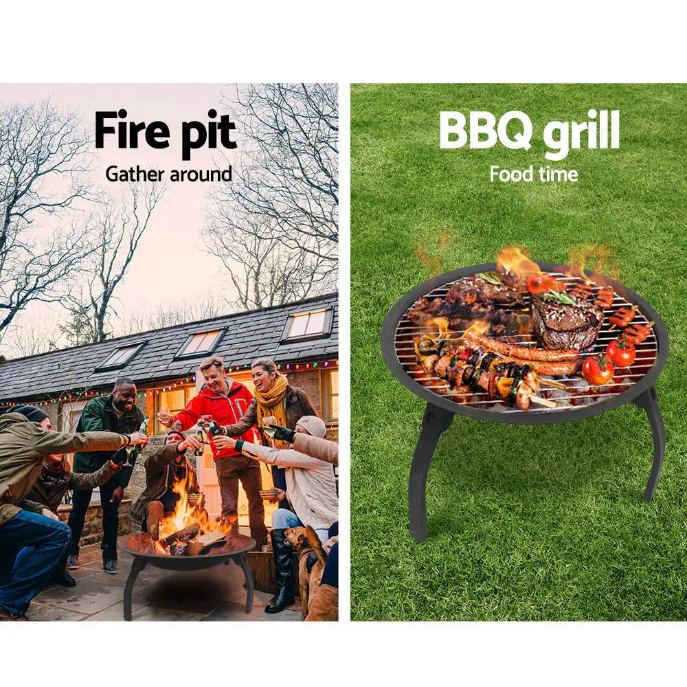 Fire Pit BBQ Charcoal Grill Smoker Portable Outdoor Camping Garden Pits 30’’ - Home & Garden > Firepits > Fire Pits