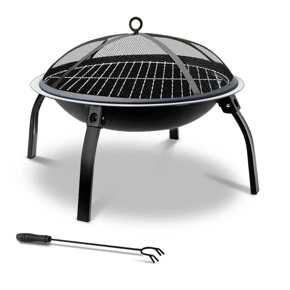 Fire Pit BBQ Charcoal Grill Smoker Portable Outdoor Camping Garden Pits 30’’ - Home & Garden > Firepits > Fire Pits