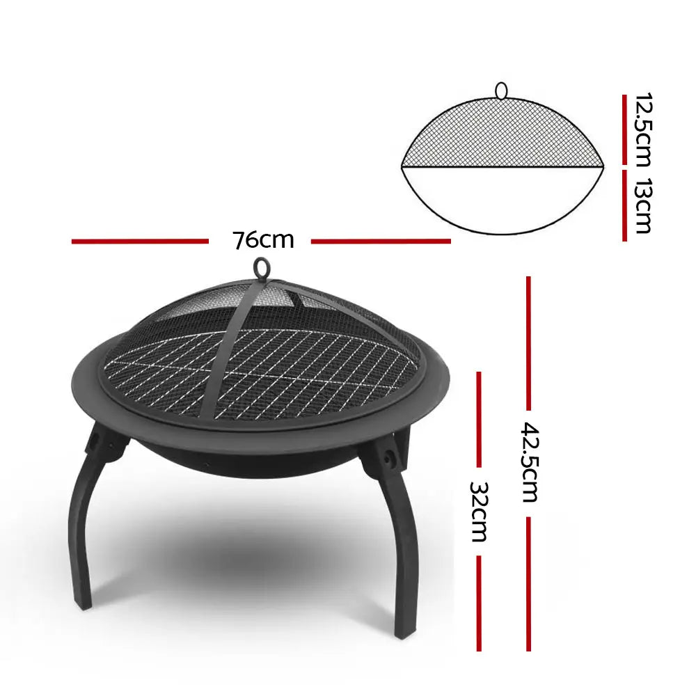 Fire Pit BBQ Charcoal Grill Smoker Portable Outdoor Camping Garden Pits 30’’ - Home & Garden > Firepits > Fire Pits