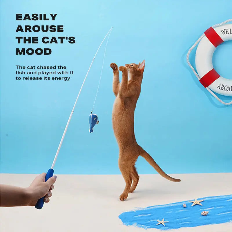 Fishing Rod Tease Cat Stick Cat Supplies Mobile Toy Set - Pet Care > Toys > Cat Toys
