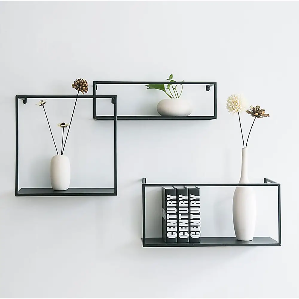 Floating Shelves Retro Industrial Ledge Black Metal Display Stand - Furniture > Office