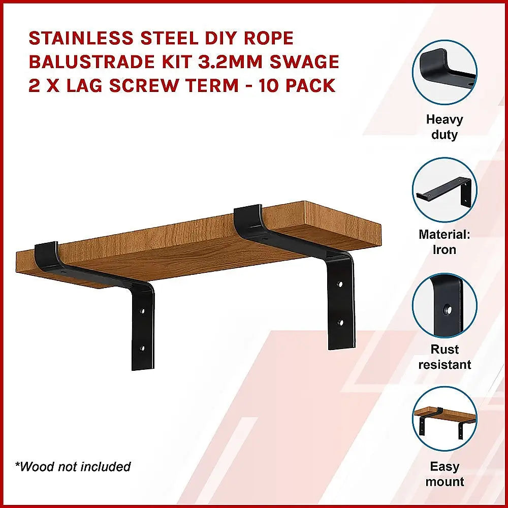 Floating Wall Shelf Brackets Heavy Duty Rustic Industrial 4-Pack - Furniture > Office
