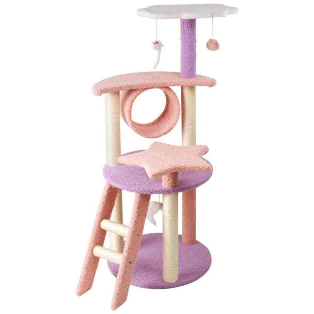 Floofi 101cm Galaxy Plush Cat Condo Cat Tree Pink Purple - Pet Care > Toys > Cat Toys