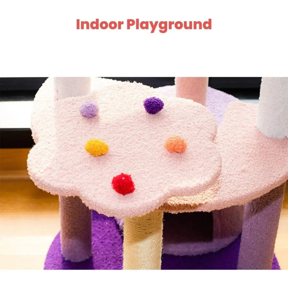 Floofi 128cm Butterfly Plush Cat Condo Cat Tree Pink Purple - Pet Care > Toys > Cat Toys