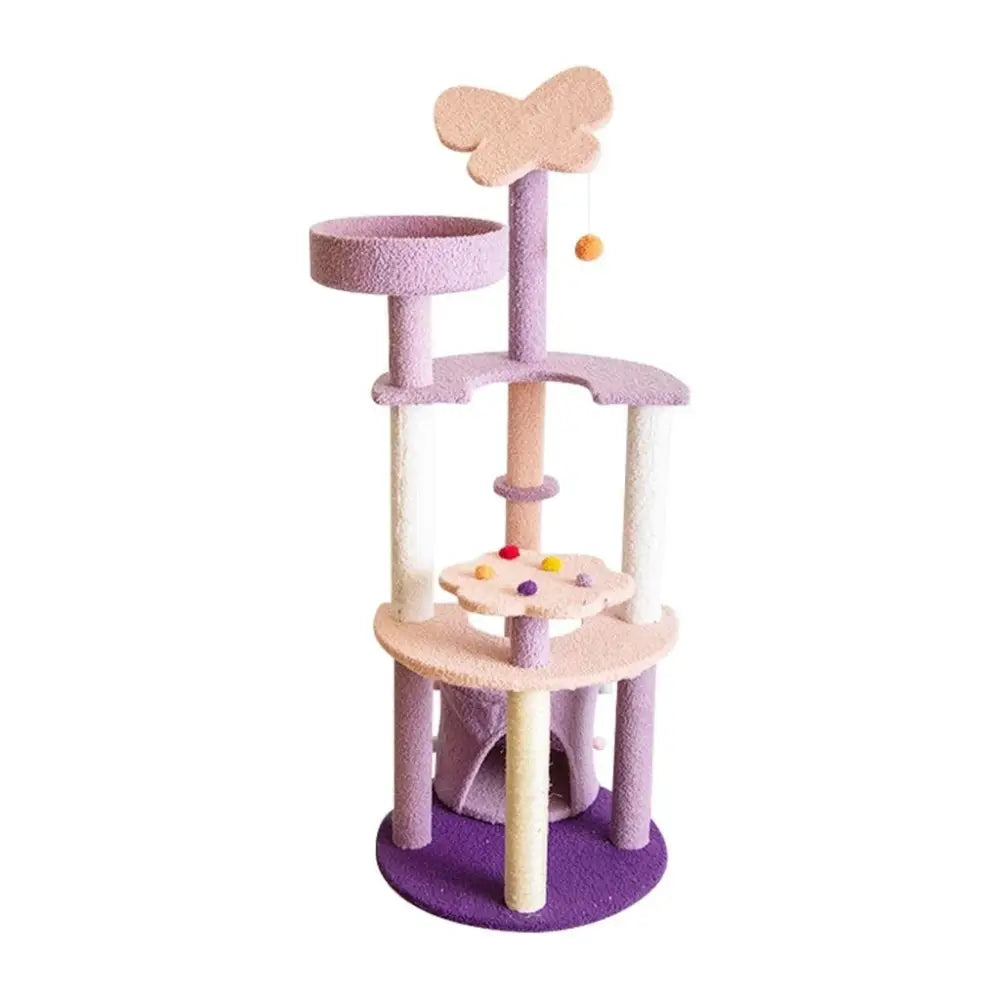 Floofi 128cm Butterfly Plush Cat Condo Cat Tree Pink Purple - Pet Care > Toys > Cat Toys