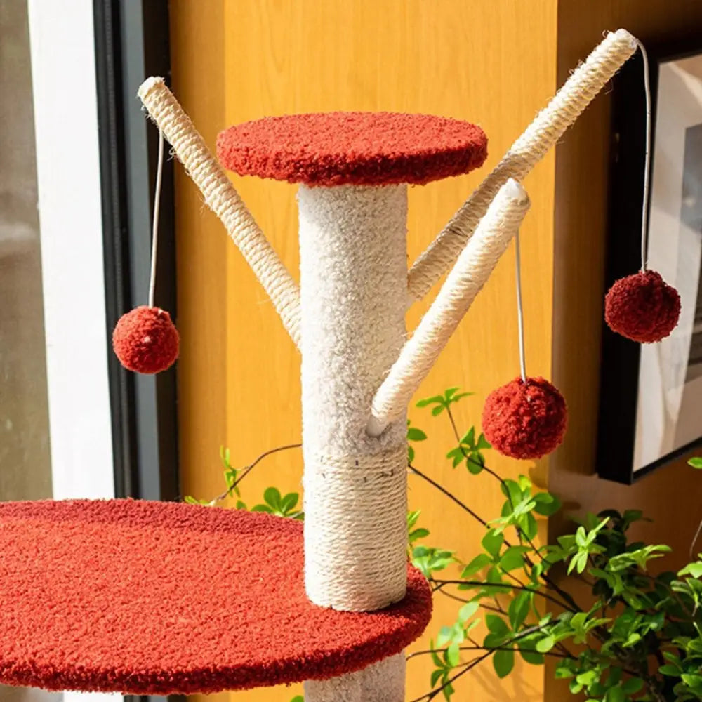 Floofi 130cm Tanghulu Plush Cat Condo Cat Tree Red Yellow - Pet Care > Toys > Cat Toys